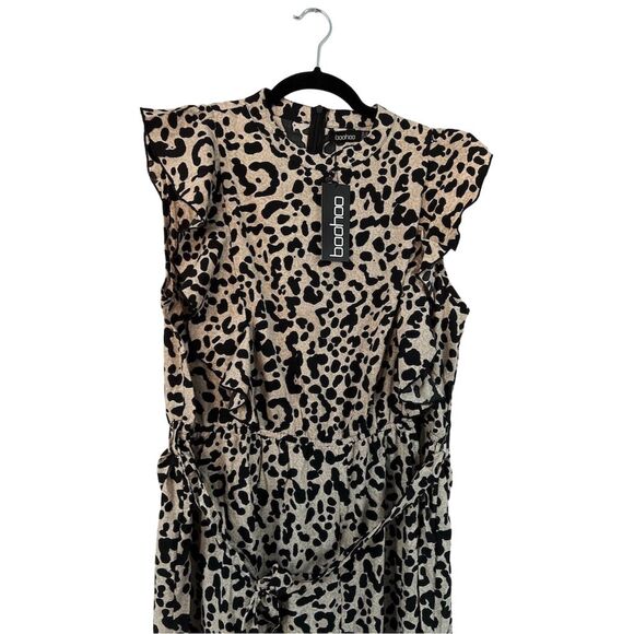 Boohoo Other - Boohoo Plus Leopard Print Ruffle Jumpsuit Size 18 Multicolor Sleeveless